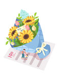 手绘教师节花束献花