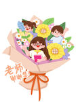 手绘教师节献花