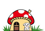 蘑菇形状的可爱小屋 卡通狗