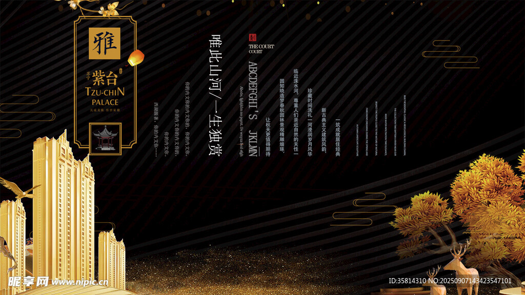 中式璀璨夜景繁华都市风