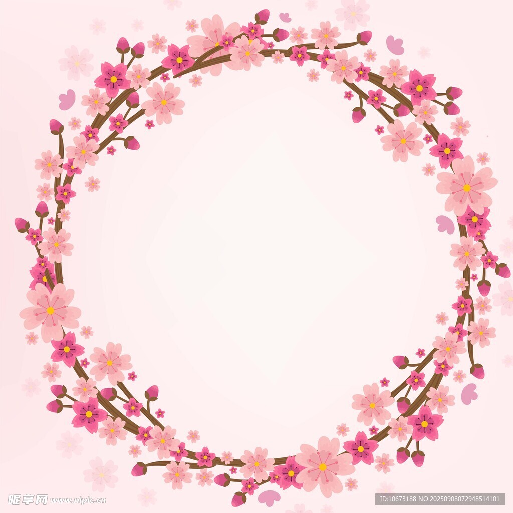 粉色樱花花环背景图