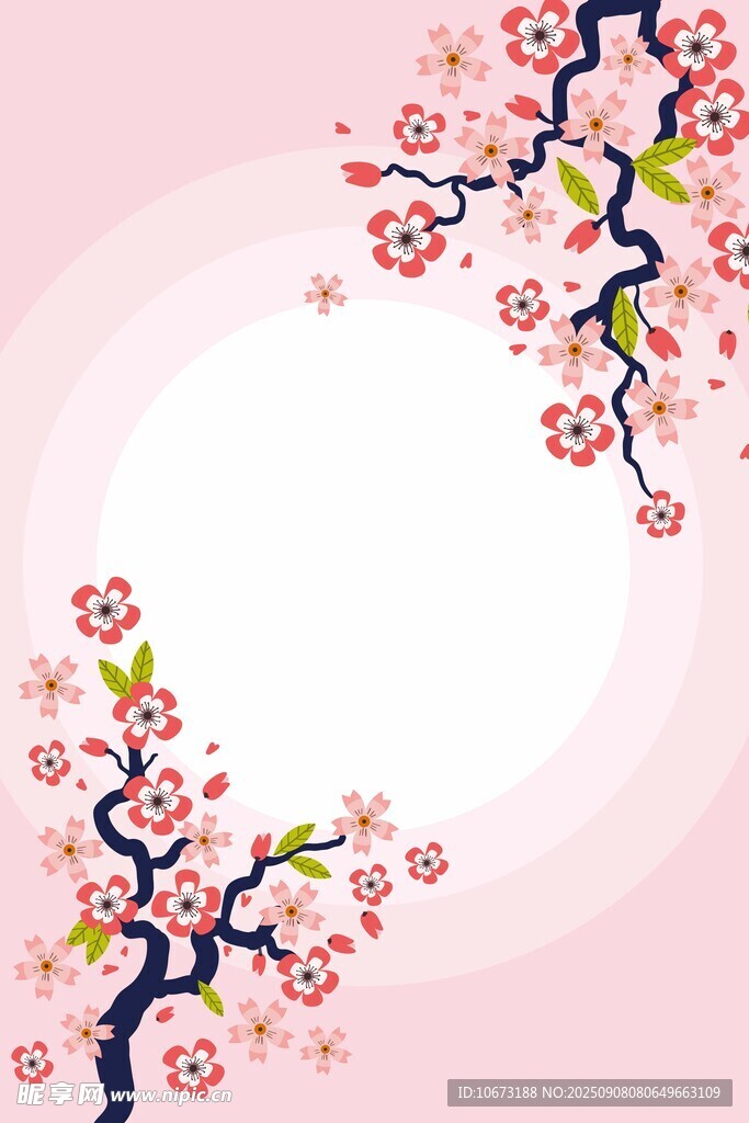 粉色樱花边框背景图