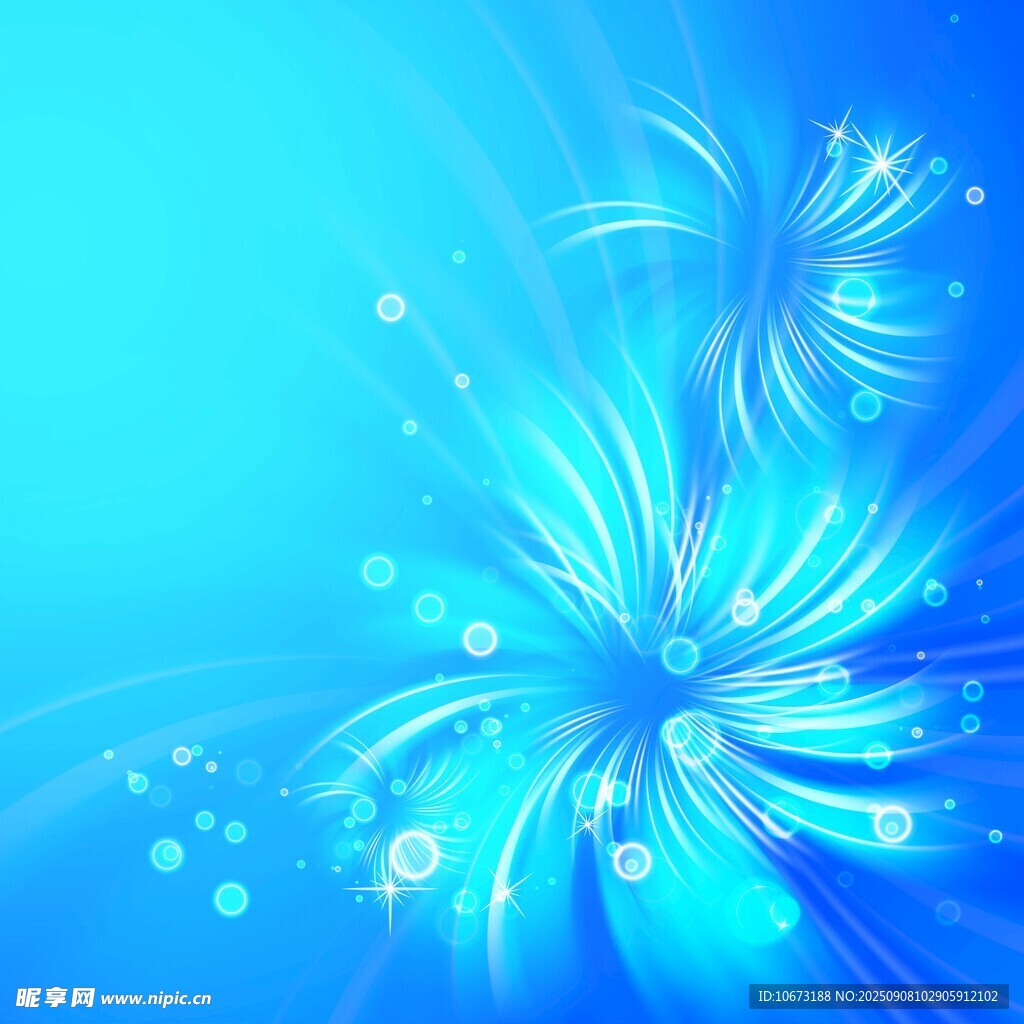梦幻蓝色炫彩花朵图案