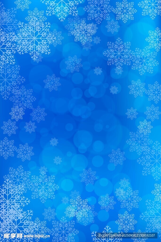 蓝色梦幻雪花背景图