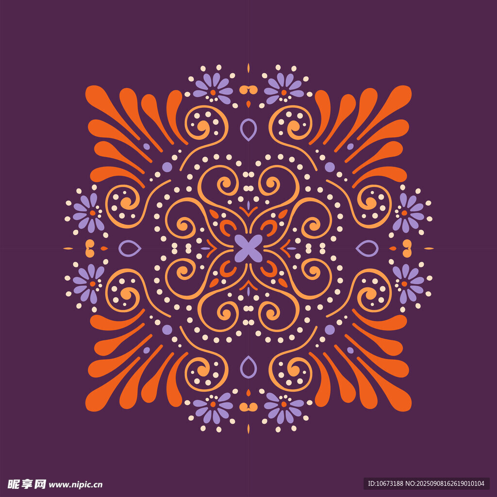 紫色背景的精美花纹图案