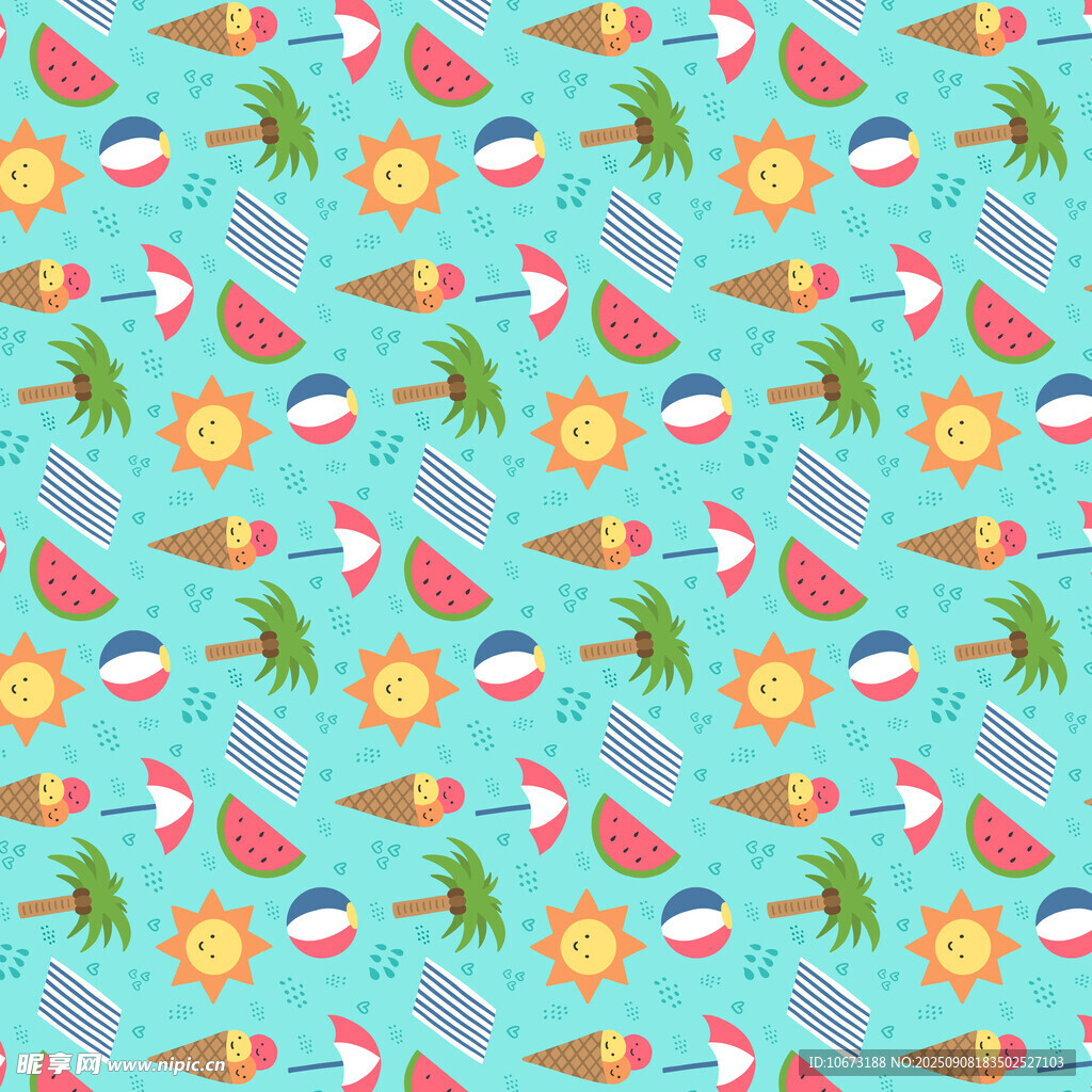 夏日水果沙滩图案背景