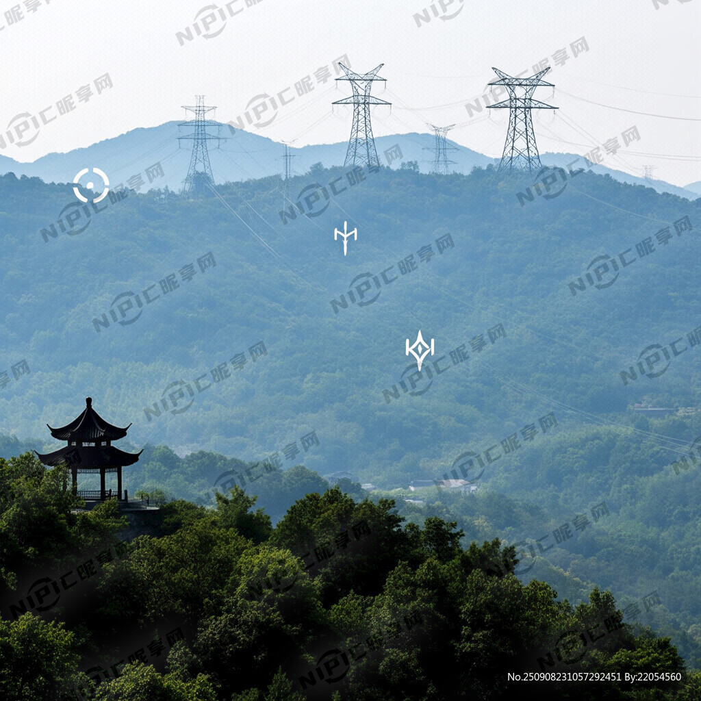 琅琊山或醉翁亭轮廓  电力符号