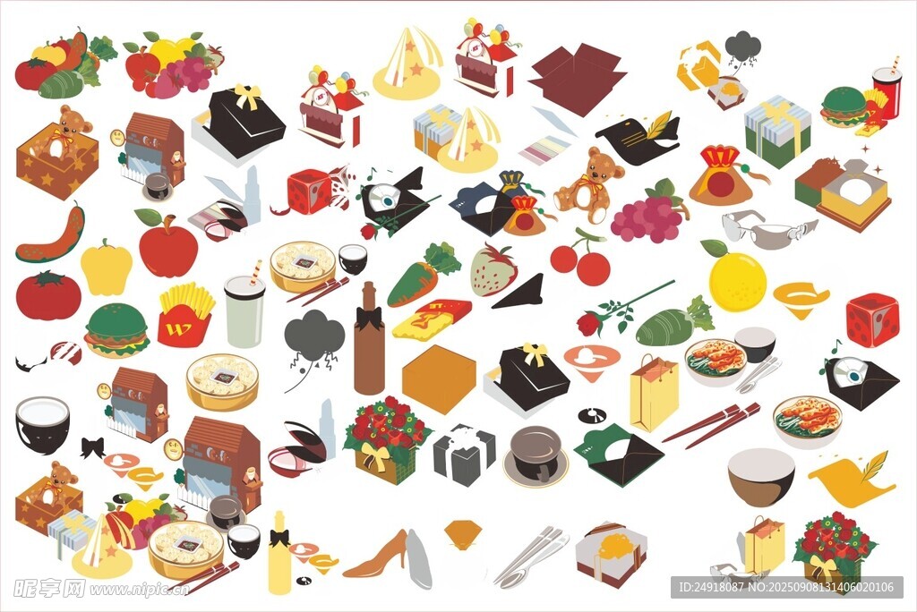 韩国餐饮图标  美食插画