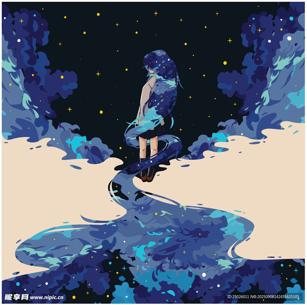 星空下的孤独旅人
