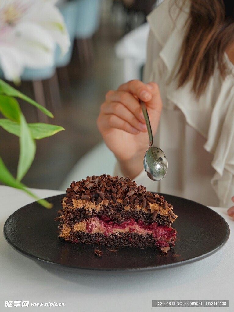 美味多层巧克力蛋糕待品尝