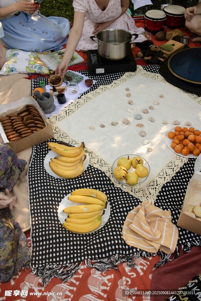 户外野餐场景中的多样美食