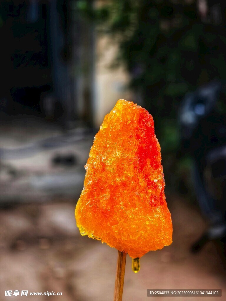 美味橙色冰棒特写