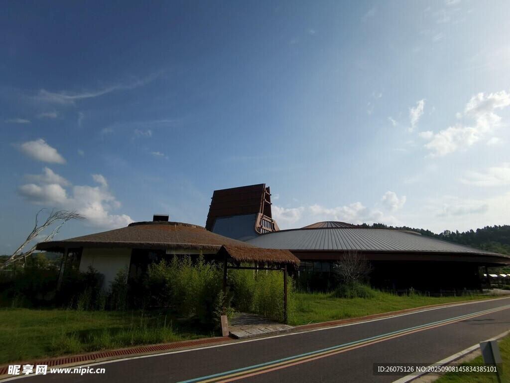 乡村公路旁的低矮建筑