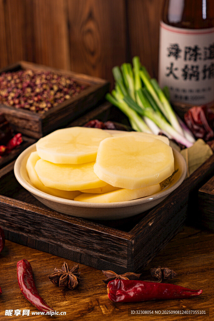 火锅食材土豆片展示