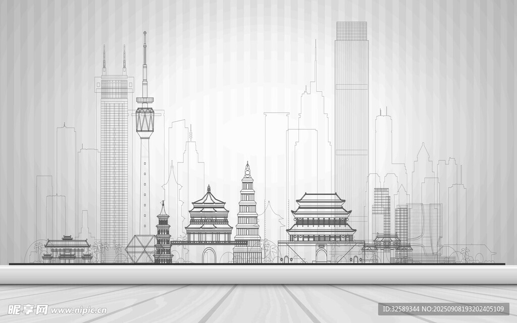 城市天际线简约背景图