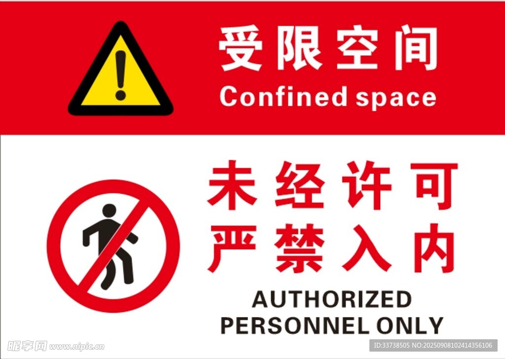 受限空间禁止入内标识