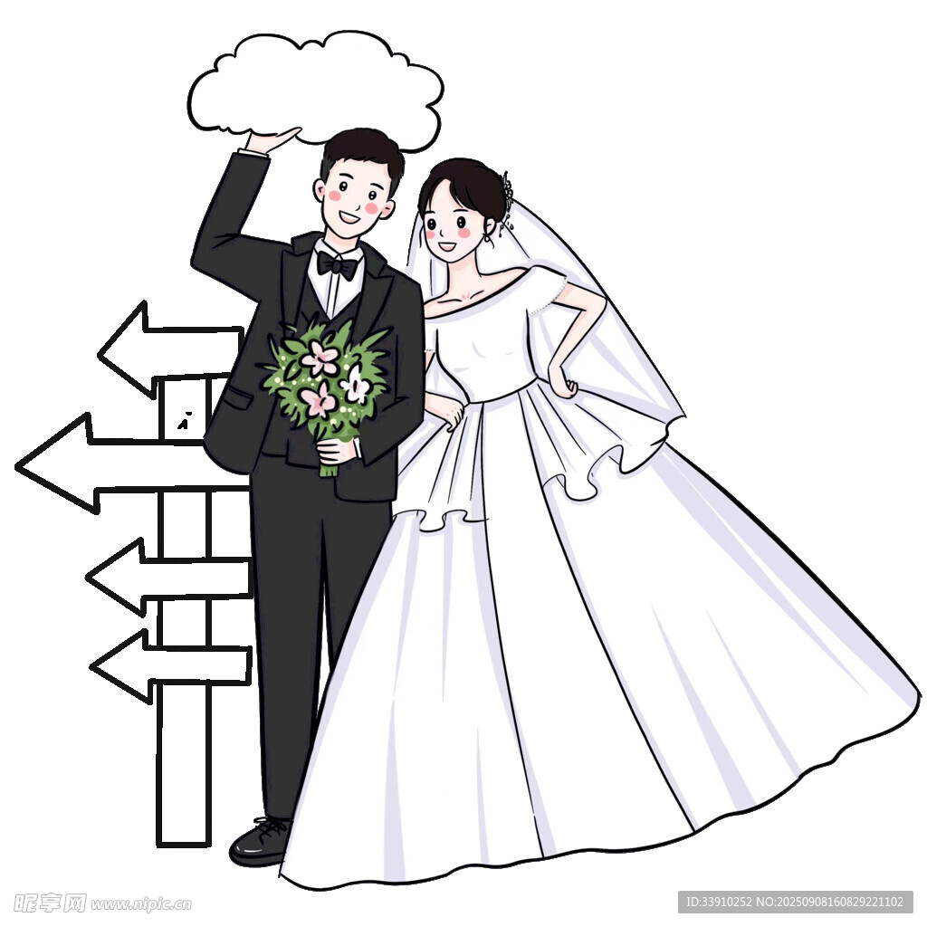 卡通新郎新娘立牌婚礼人物水牌