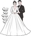 卡通新郎新娘立牌婚礼人物水牌