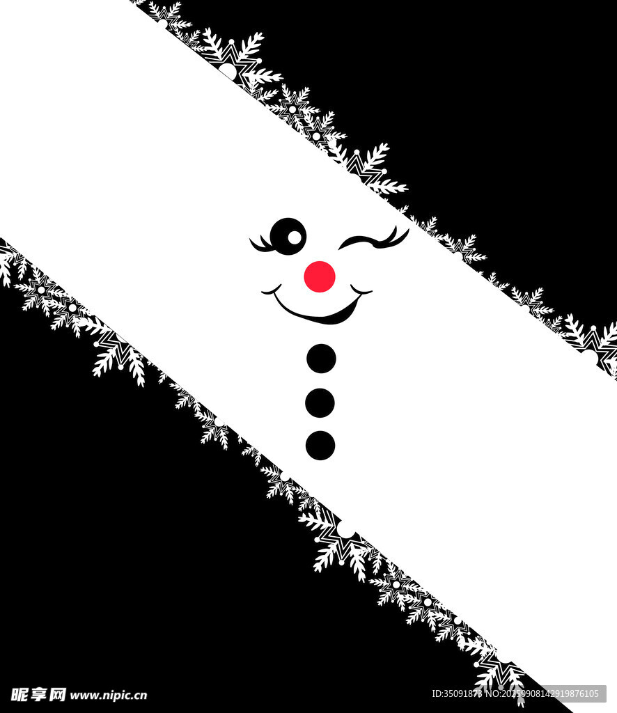 黑白风可爱雪人装饰图案