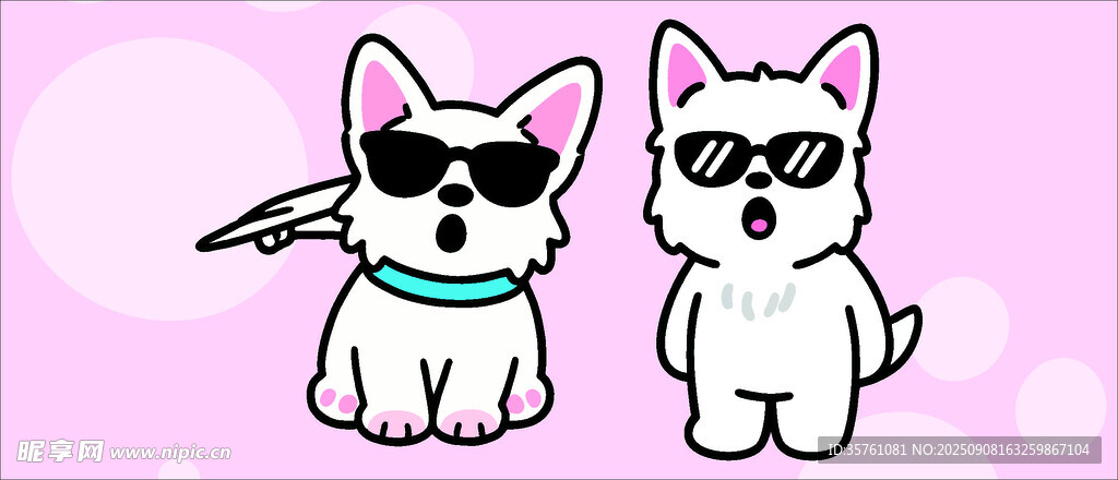 萨摩耶犬创意抽象儿童手绘插画