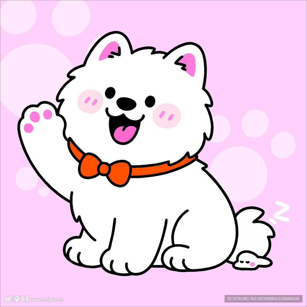 萨摩耶犬创意抽象儿童手绘插画