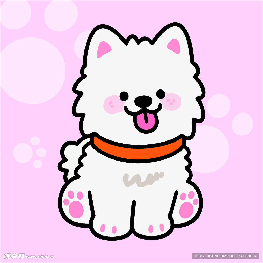 萨摩耶犬创意抽象儿童手绘插画