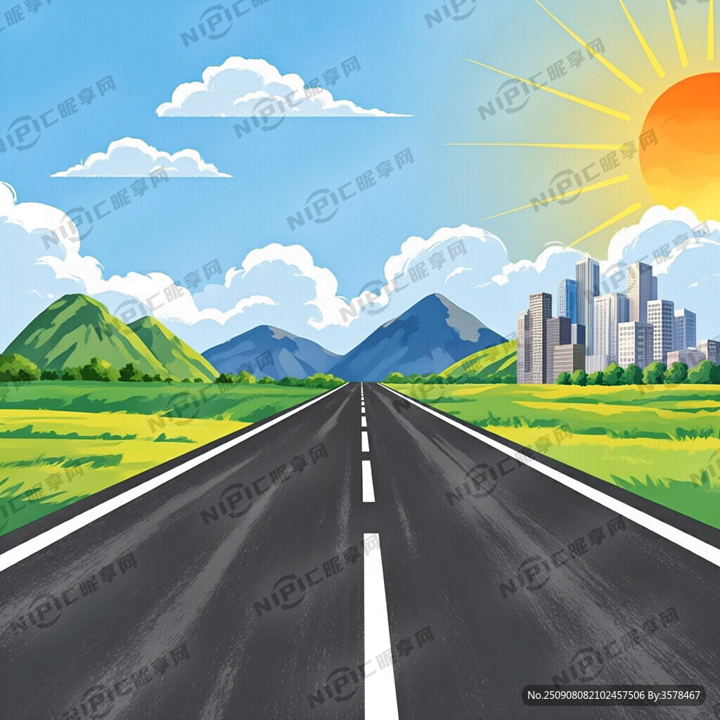 墙绘以公路延伸为核心视觉符号