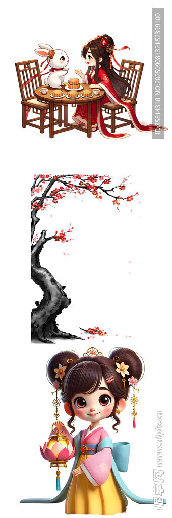 古风少女与梅花场景