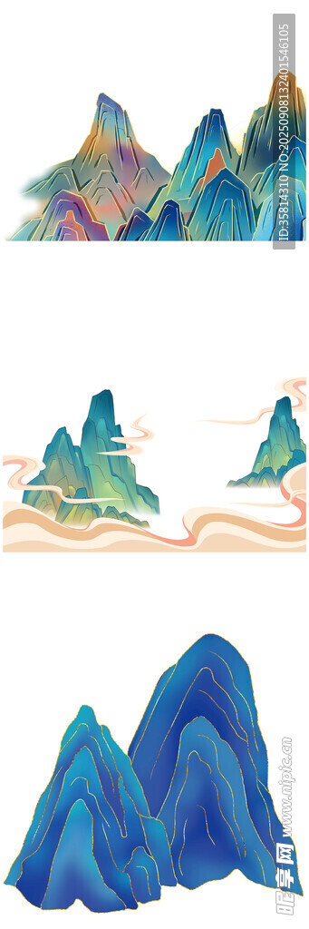 水墨风立体山川景观图