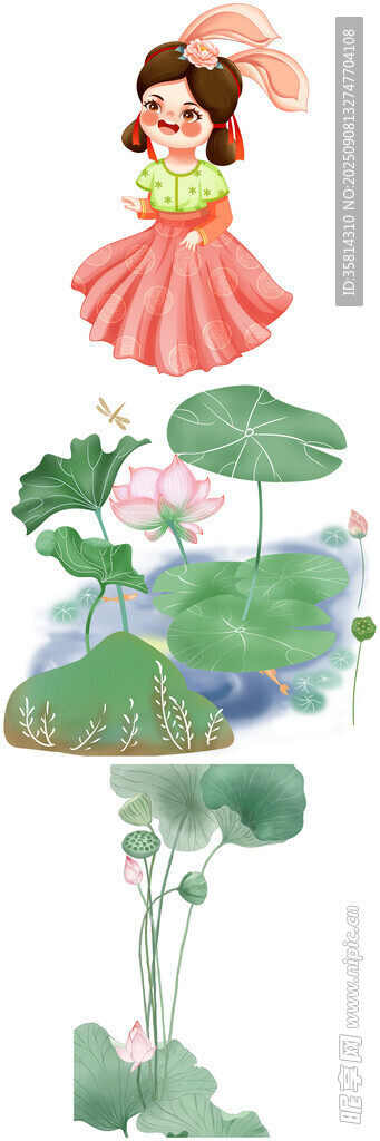 女孩于荷塘上翩翩起舞