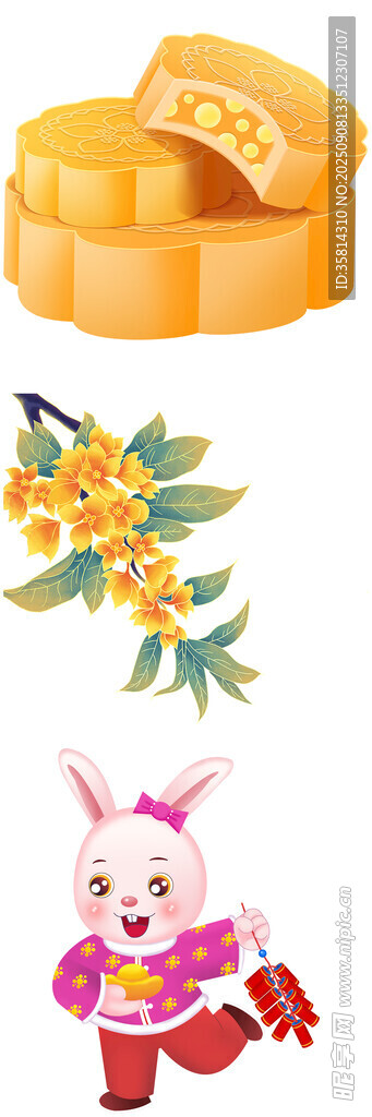 玉兔贺中秋月饼桂花相伴