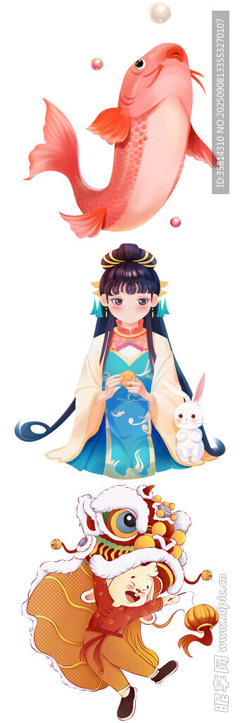 古风少女与萌宠祥瑞相伴