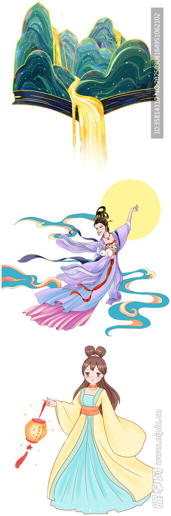 神话仙女插画梦幻场景
