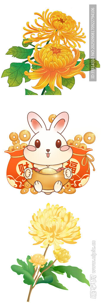 兔伴菊花图