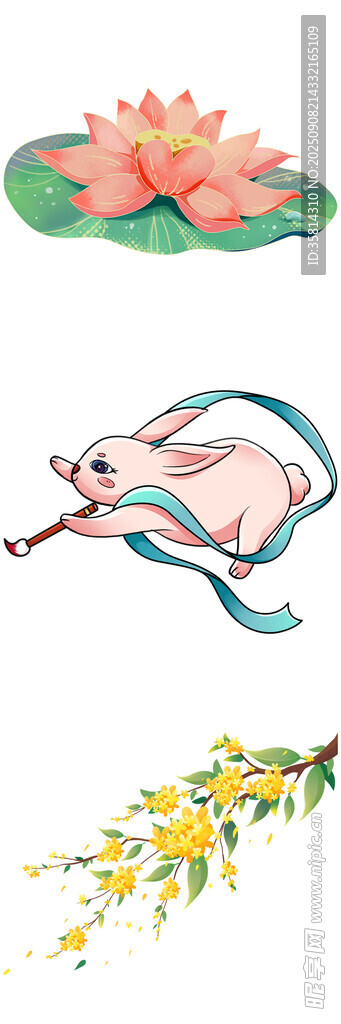 玉兔戏花图
