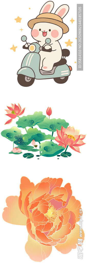 卡通老人与花卉图案