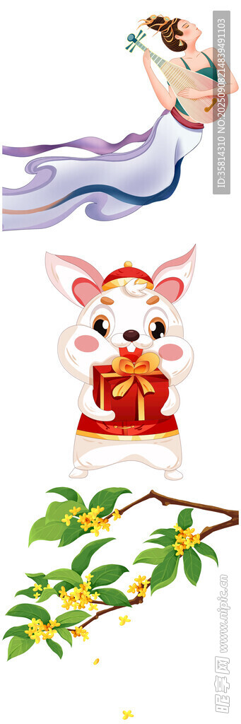 可爱国风小动物插画元素