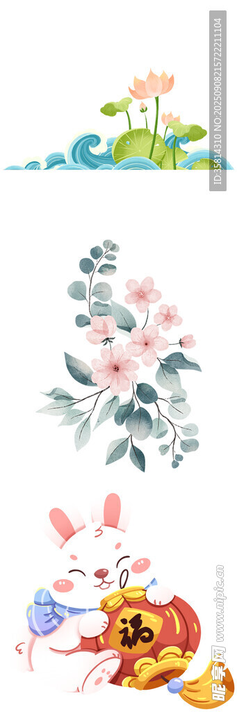 花卉动物插画素材