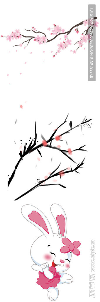 春日桃花与萌兔