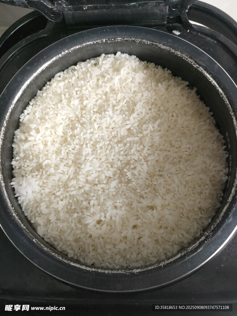 电饭煲中煮好的蓬松米饭