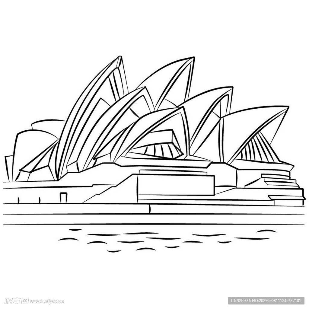 悉尼歌剧院线条简约插画