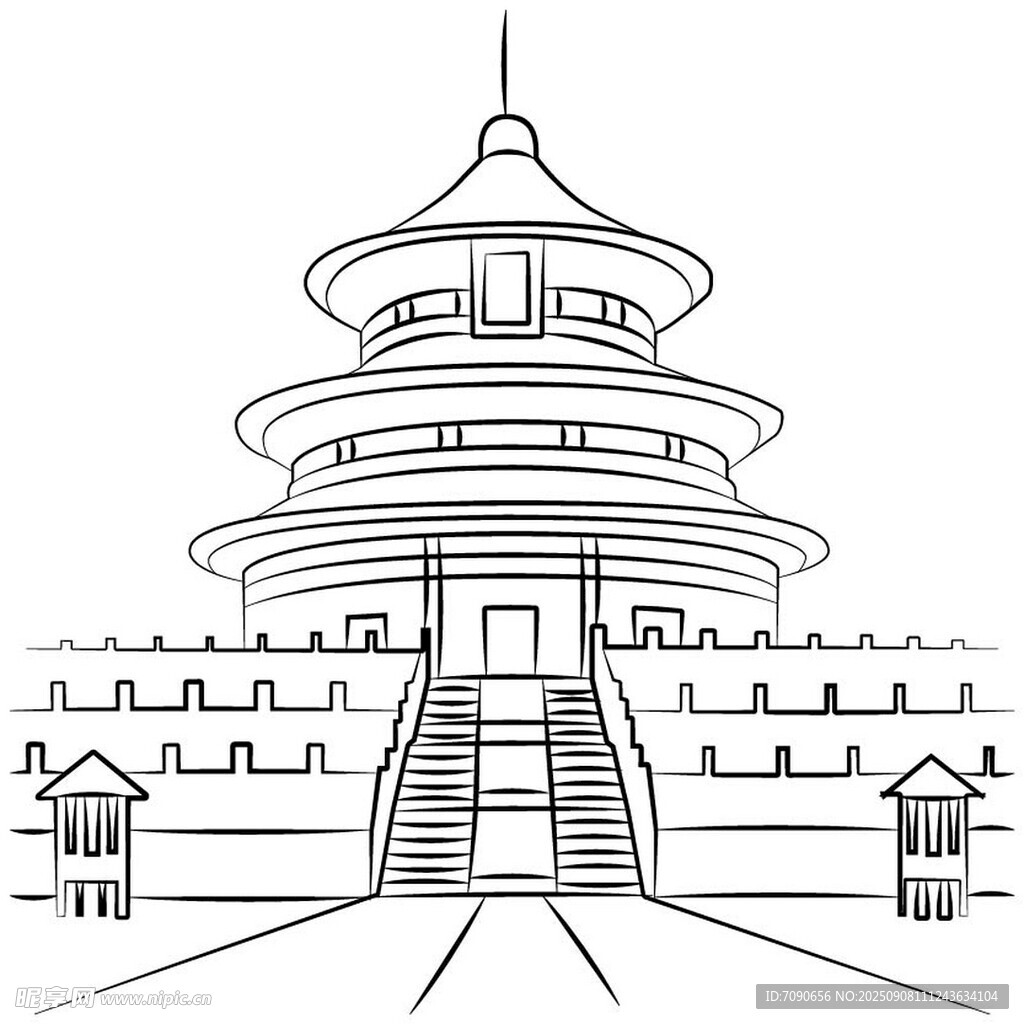 天坛建筑轮廓线条图