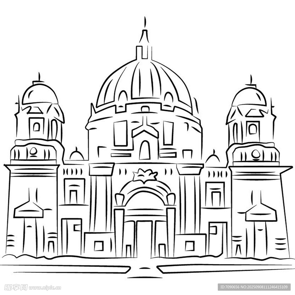 欧式建筑线条图