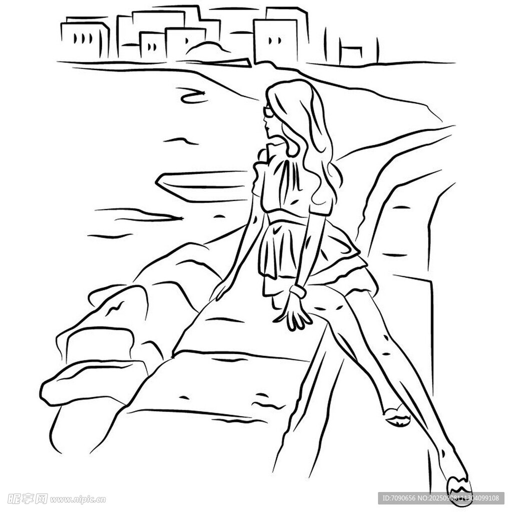 海边独坐的女子