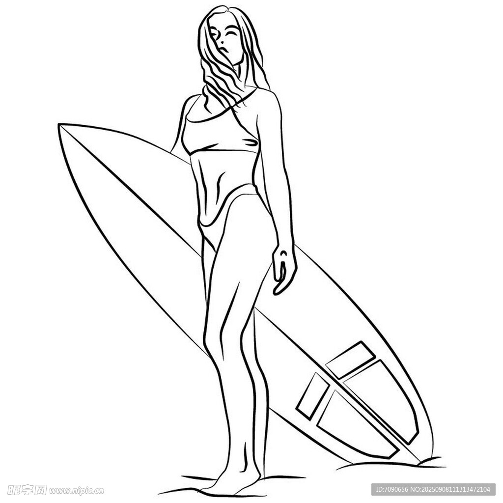 比基尼美女与冲浪板