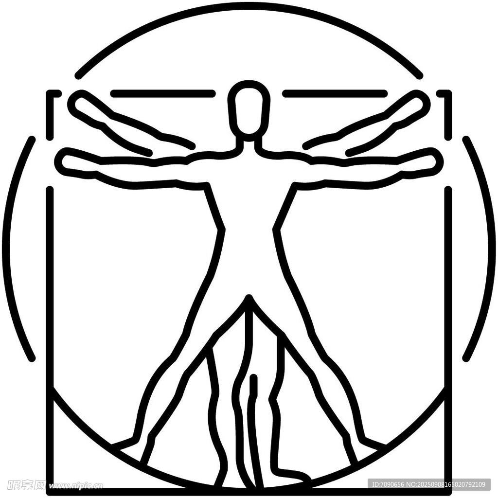 维特鲁威人简约线条图案