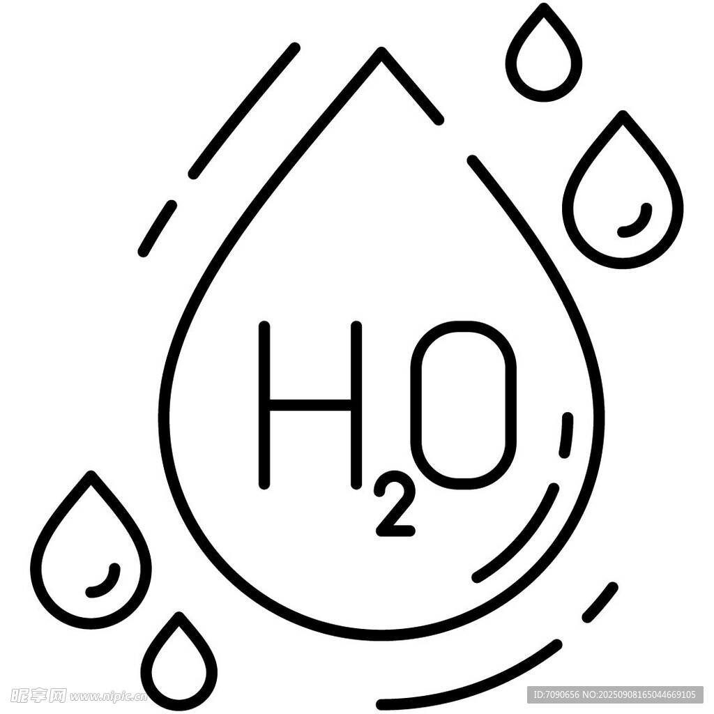 水滴中的水分子符号