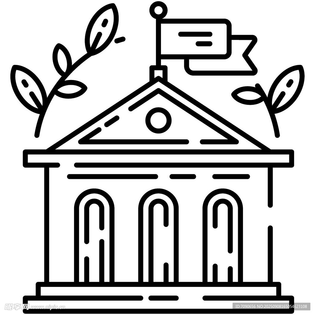 简约风格银行建筑图标