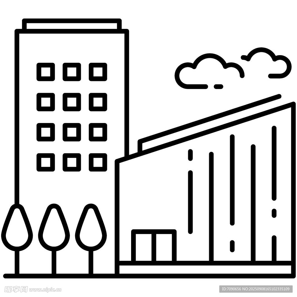城市建筑轮廓线条图