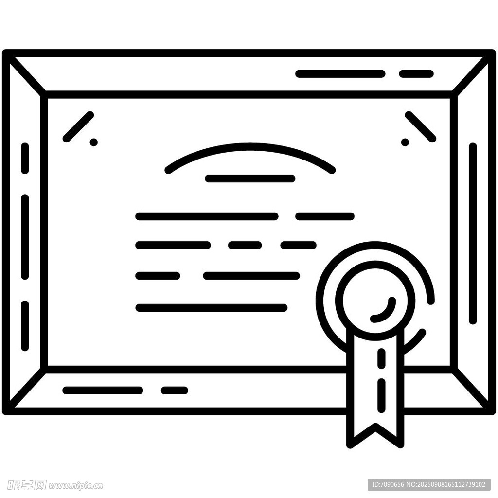 简约线条风格荣誉证书图标